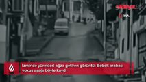 İzmir'de korku dolu anlar! Bebek arabası yokuş aşağı böyle kaydı