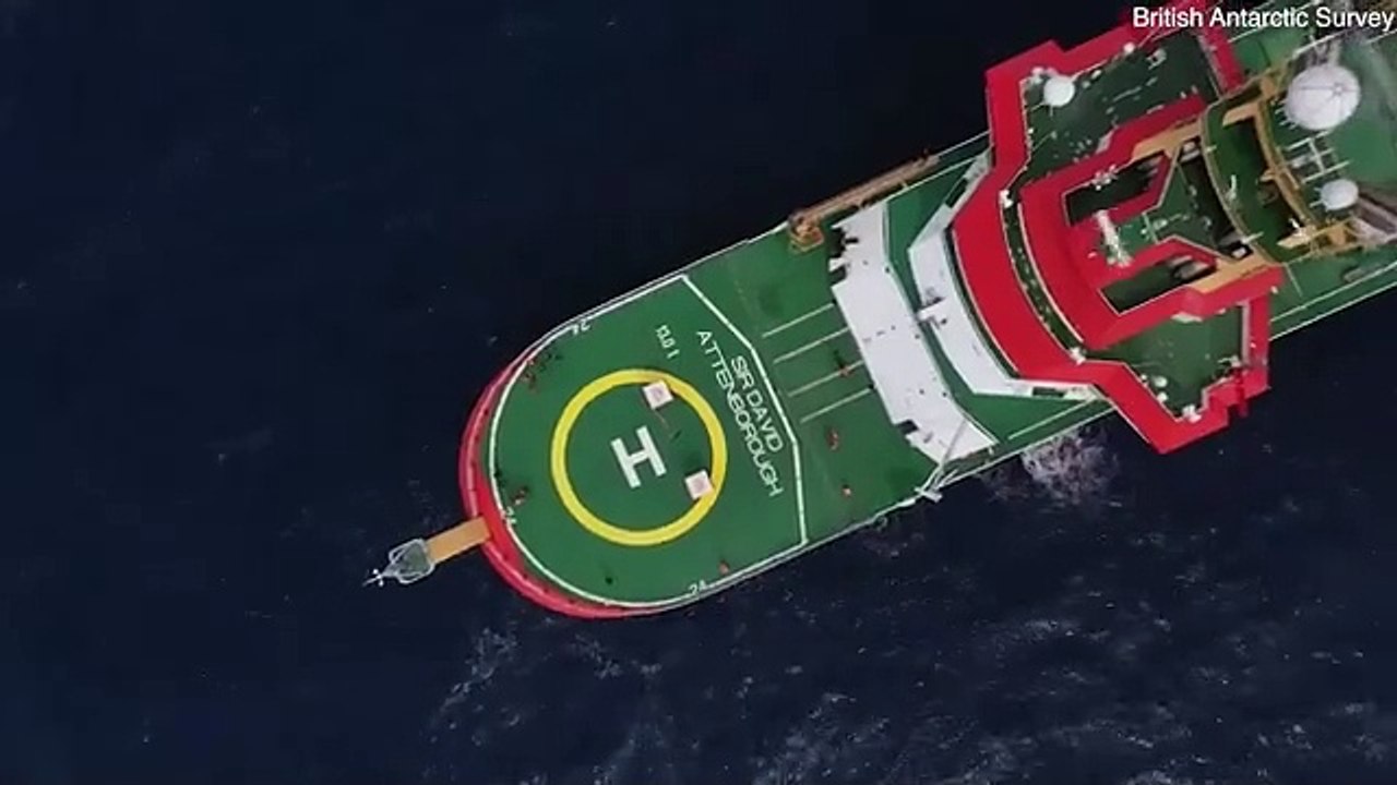 Team aboard the Sir David Attenborough visit world's biggest iceberg