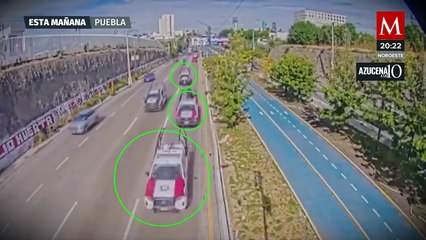 Robo de tráiler desató una persecución dejando dos detenidos en Puebla