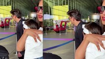 Fighter actor Karan Singh Grover, Bipasha Basu twin in black; pose with daughter Devi at Airport