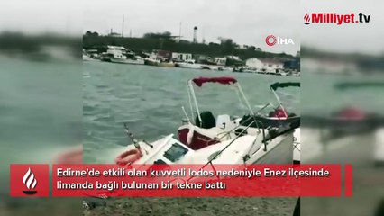Edirne'de lodos nedeniyle tekne battı