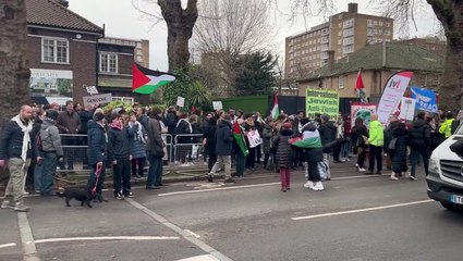 Pro-Palestine protest held outside Israeli ambassador to UK’s house after hostages killed