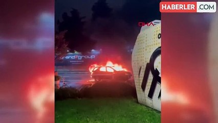 Beşiktaş'ta Park Halindeki Cip Alev Alev Yandı