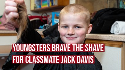 Classmates of cancer stricken pupil at Burnley's St Stephen's Primary School raise money as they 'brave the shave'