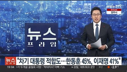 한국여론평판연구소 "차기 대통령 적합도…한동훈 45%, 이재명 41%"
