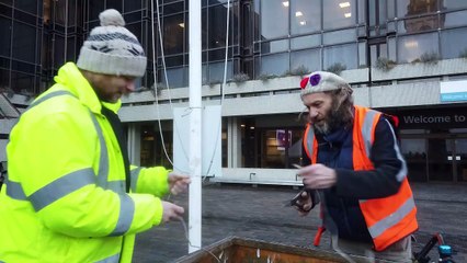 Stop Oil activist outside Portsmouth Civic Office