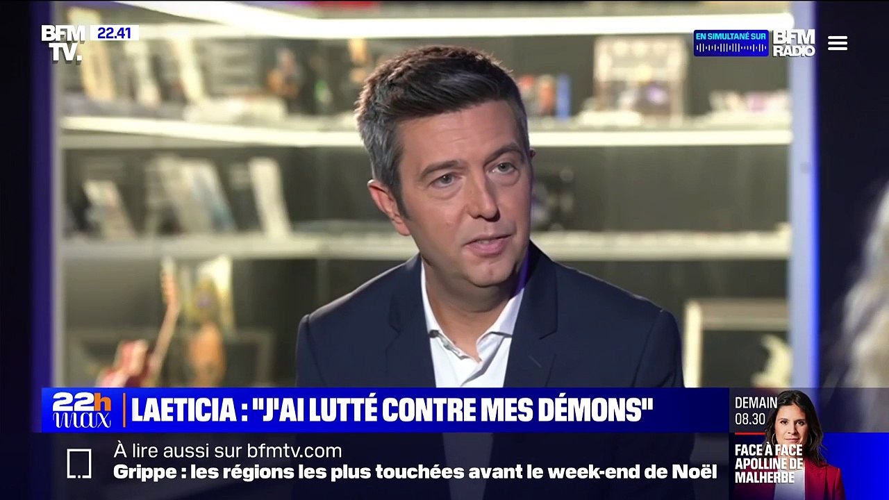 Laeticia Hallyday évoque Laura Smet et David Hallyday sur BFMTV à l'occasion du lancement de "Johnny Hallyday, l'exposition" à Paris.