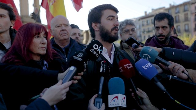 Declaraciones de Juan García-Gallardo en Pamplona contra el pacto entre PSOE y Bildu