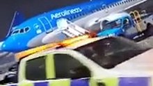 Planes dragged and windows dropped: Airport in Argentina affected by strong winds.