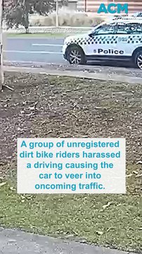 Dirt bike riders cause driver to swerve into oncoming traffic