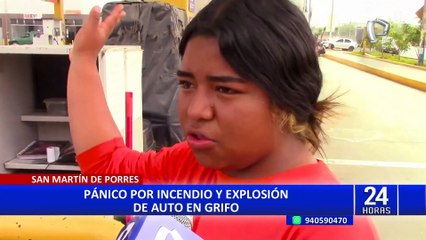 SMP: auto se incendia y genera pánico tras su explosión en el interior de un grifo