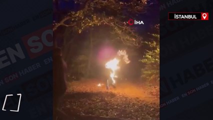 Sarıyer'de ateş topuna dönen adam çığlık çığlığa can verdi