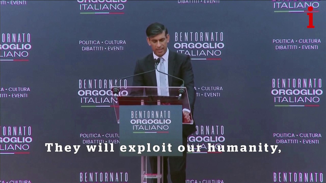 Rishi Sunak warns that migration could 'overwhelm' countries, during speech in Rome