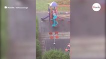 Vater filmt Spielplatz und kann nicht fassen, was auf der Rutsche abgeht (Video)