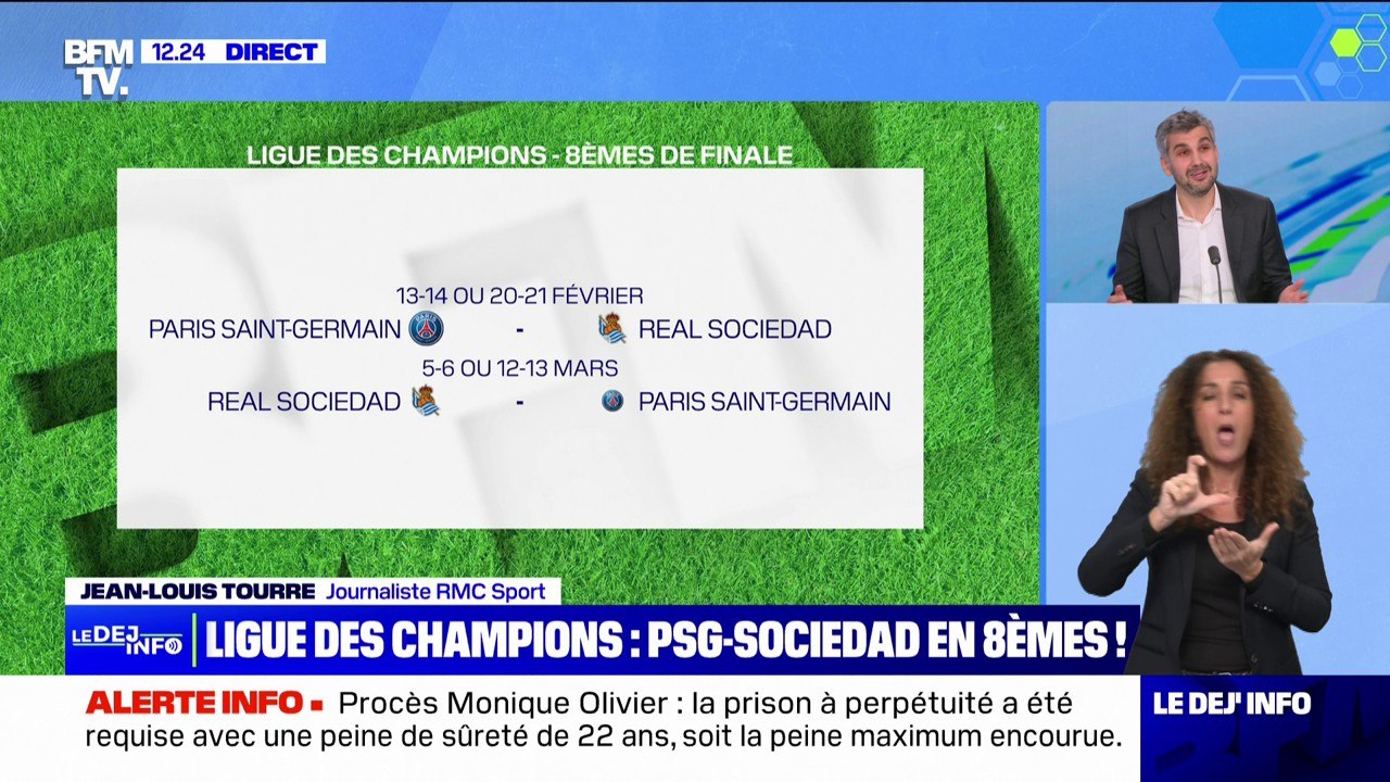 Tirage au sort de la Ligue des champions: le PSG affrontera le Real Sociedad en huitièmes de finale