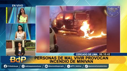 Incendio en Cercado de Lima: denuncian que personas de mal vivir prendieron fuego a miniván en jr. Chota