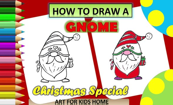 How to Draw a Christmas Gnome | Easy Drawing for kids | क्रिसमस सूक्ति | جنوم عيد الميلاد | Kurcaci Natal | ক্রিসমাস জিনোম | Noel Cini | Gnome de Noël | Weihnachtszwerg | Рождественский гном