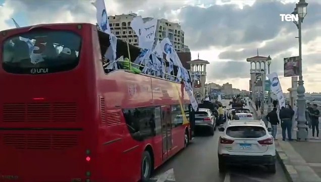 مسيرات جماهيرية تحتفل بفوز الرئيس السيسي في الانتخابات الرئاسية ٢٠٢٤ من أعلي كوبري ستانلي