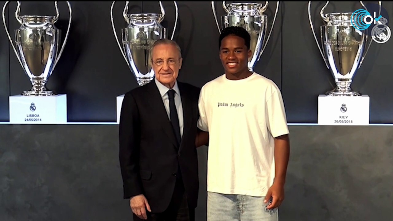 Florentino Pérez recibe con honores a Endrick en la Ciudad Real Madrid