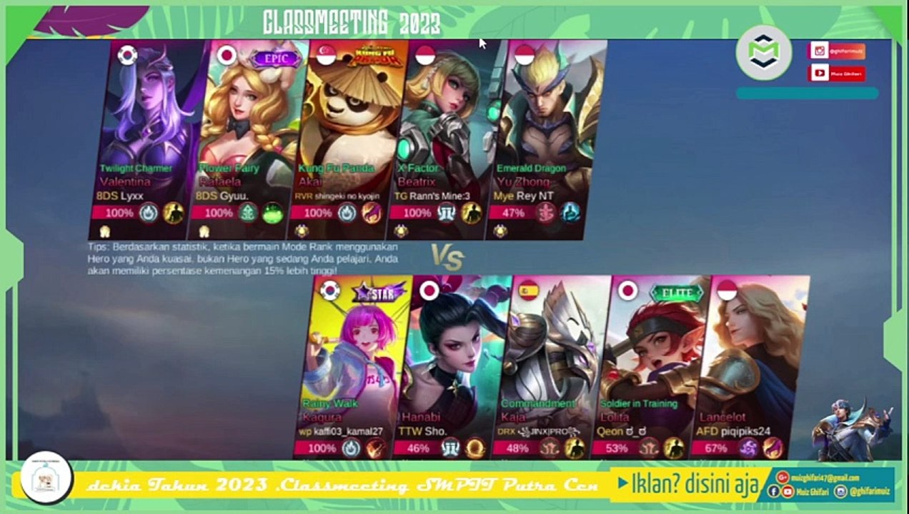 Classmeeting MLBB 2023 Kelas IX-1 K1 dan IX-2 K1 #Round 2