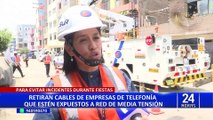 Santa Anita: retiran cableado de empresas de telecomunicaciones que generaban riesgo eléctrico