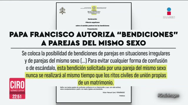 Papa Francisco autoriza bendiciones a parejas del mismo sexo