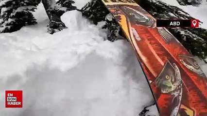 ABD'de kara gömülen kayakçının kurtarılma anları