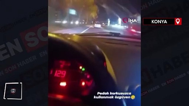 Konya'da hız yapıp makas attığı anları sosyal medyada paylaştı