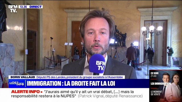 Loi immigration: Rien n'oblige la majorité à tout céder à la droite assure Boris Vallaud (PS)