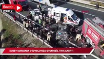 Kuzey Marmara Otoyolu'nda otomobil TIR'a çarptı
