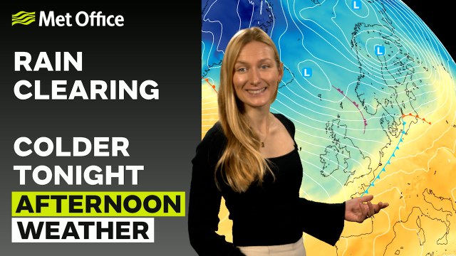 Met Office Afternoon Weather Forecast 19/12/23 - Rain clearing, brighter later