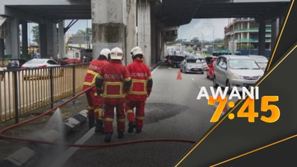 Tayar monorel terbakar, jatuh atas jalan raya