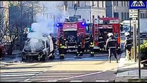 Milano incendio in centro: furgone distrutto dalle fiamme