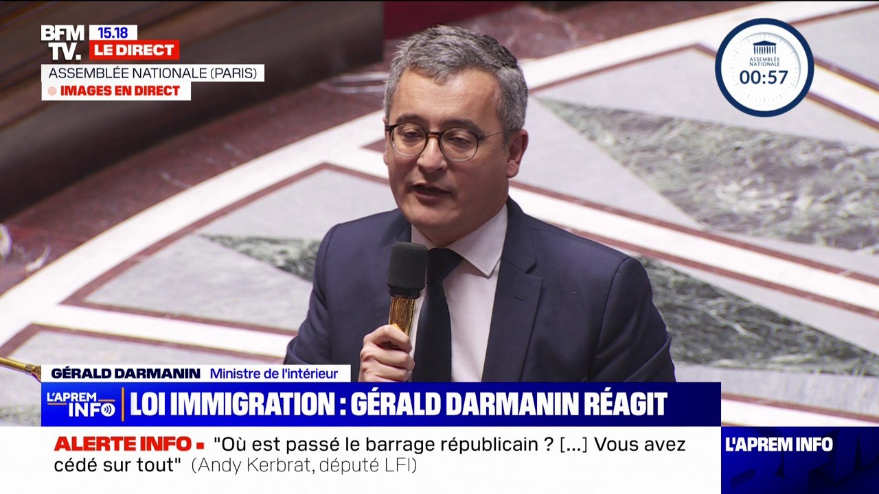 Loi immigration: "Vous avez rejeté dans les bras du Sénat, le texte que vous n'avez pas voulu étudier", déclare Gérald Darmanin à Andy Kerbat, député LFI