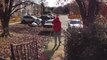 Man almost gets wiped out while sweeping leaves *Caught by RING Camera!*