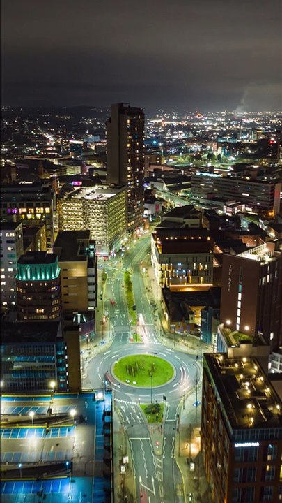 Watch amazing timelapse drone video over Sheffield city centre during the night