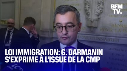 Loi immigration: la prise de parole de Gérald Darmanin à l'issue de la commission mixte paritaire en intégralité