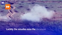 Ukraine T-64BV hits and destroys Russian T-72B3 whilst being ambushed by enemy anti-tank missiles