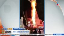 Árbol de Navidad arde en el centro de Tlaxiaco, Oaxaca