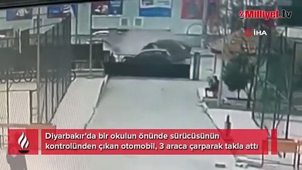 Diyarbakır’da okul önünde kaza! Facianın eşiğinden dönüldü...
