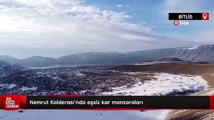Nemrut Kalderası’nda eşsiz kar manzaraları