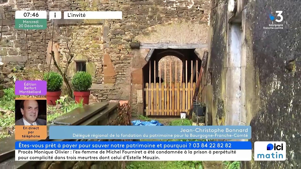 L'invité du 6/9 : Jean-Christophe Bonnard, délégué de la fondation du patrimoine pour la Bourgogne-Franche-Comté