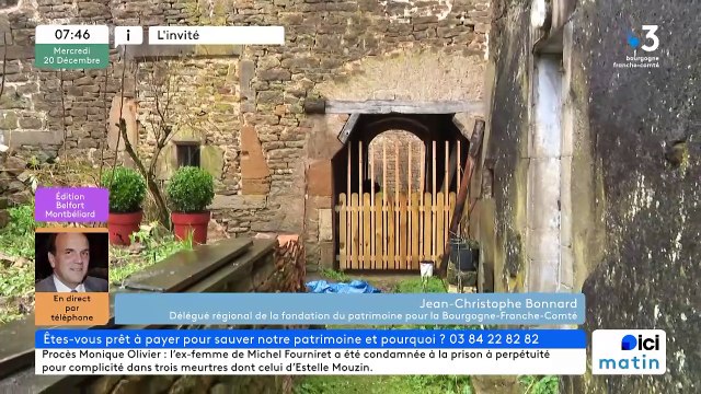 L'invité du 6/9 : Jean-Christophe Bonnard, délégué de la fondation du patrimoine pour la Bourgogne-Franche-Comté