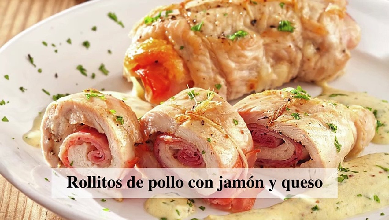 Rollitos de pollo con jamón y queso (al horno)