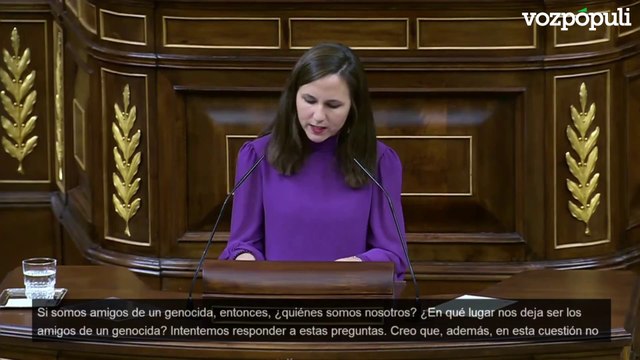 Ione Belarra: ¿En qué lugar nos deja ser amigo de un genocida? No se está respetando la voluntad mayoritaria de la ciudadanía. España es el país del 'no a la guerra