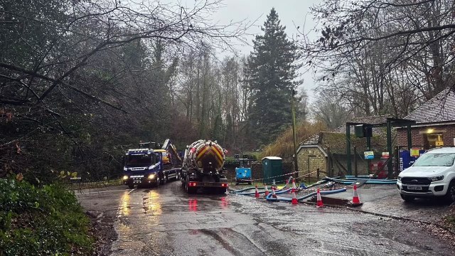 Thames Water responds to huge sewage leak in Churt