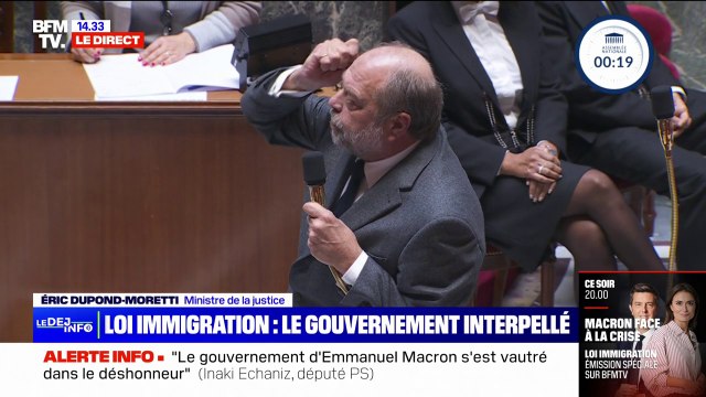 Éric Dupond-Moretti à propos du vote de la loi immigration par le RN: Ce n'est pas une victoire, c'est la plus grande escroquerie de l'année