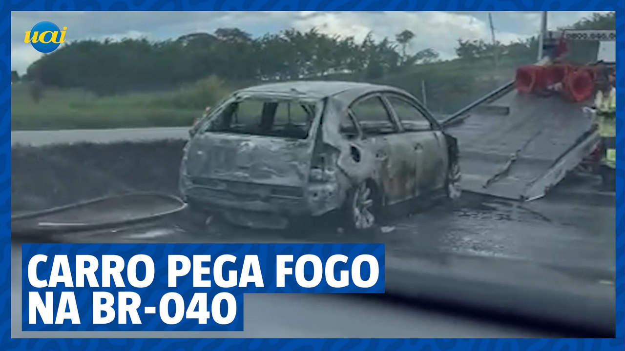 Carro pega fogo na BR-040 e causa congestionamento