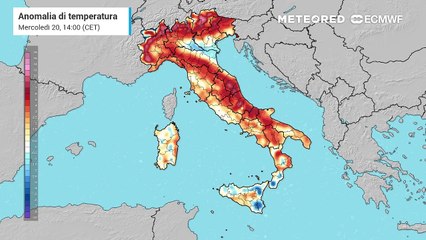 Mappa delle anomalie di temperatura