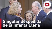 La singular despedida entre la Infanta Elena y Don Juan Carlos: señal de la cruz y choque de manos